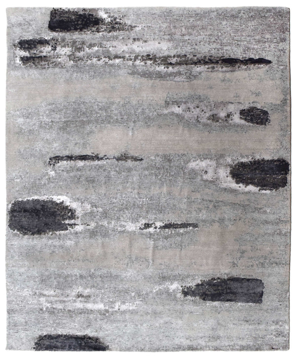Grey Pores Hand Knotted Wool & Silk Rug