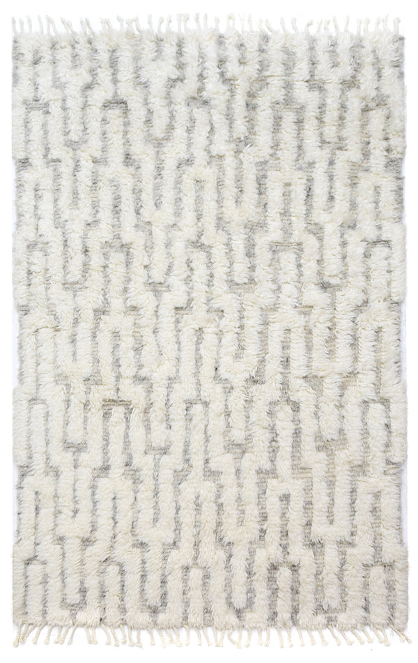 Ivory Grey Hand-Knotted Wool Rug