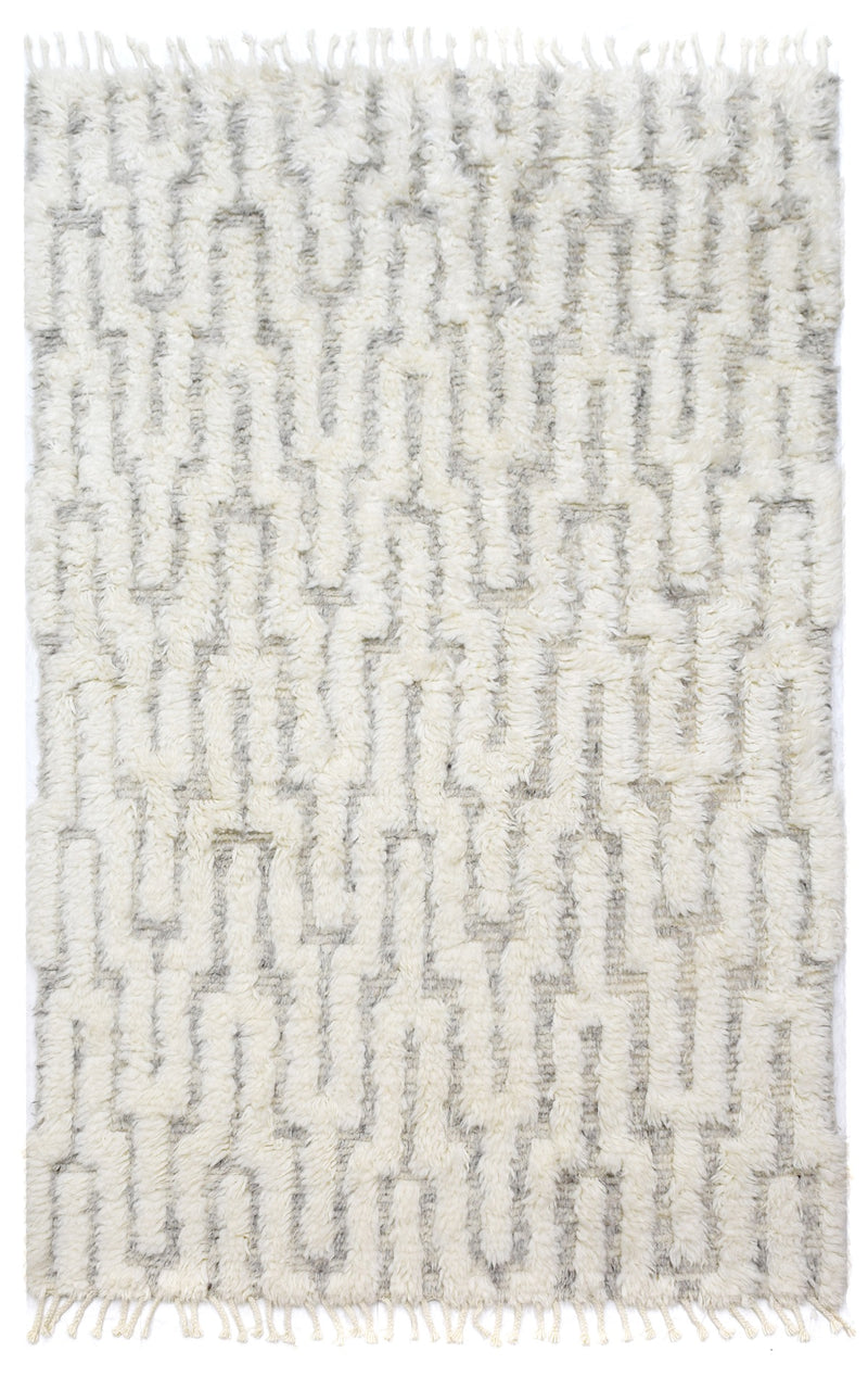 Ivory Grey Hand-Knotted Wool Rug